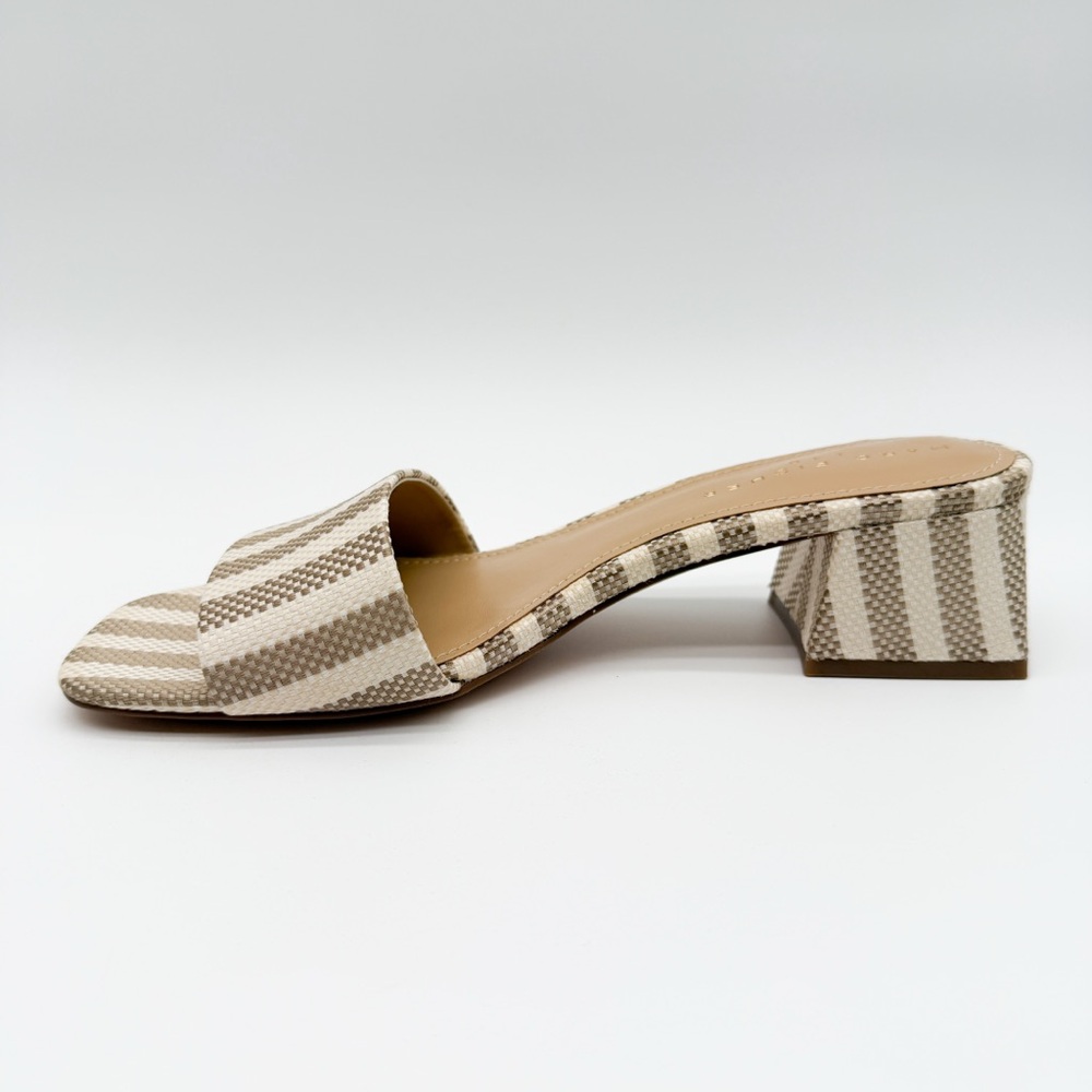 Marc Fisher LTD Olysa Block Heel Slide Sandals Striped Natural Tan 9.5 NEW - Picture 9 of 14